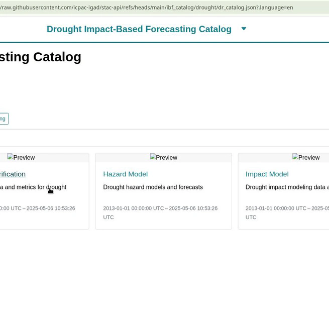 STAC API for Impact-Based Forecasting Data Catalogs